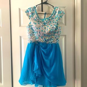 Aqua Sequined cocktail dress